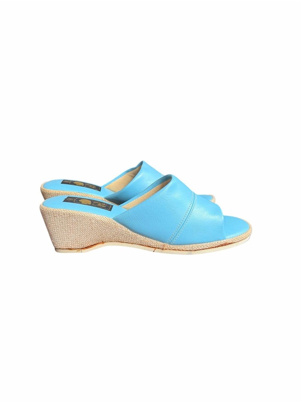 Deadstock w/o Tag 1970s Lady Jane Woven Wedge Slide